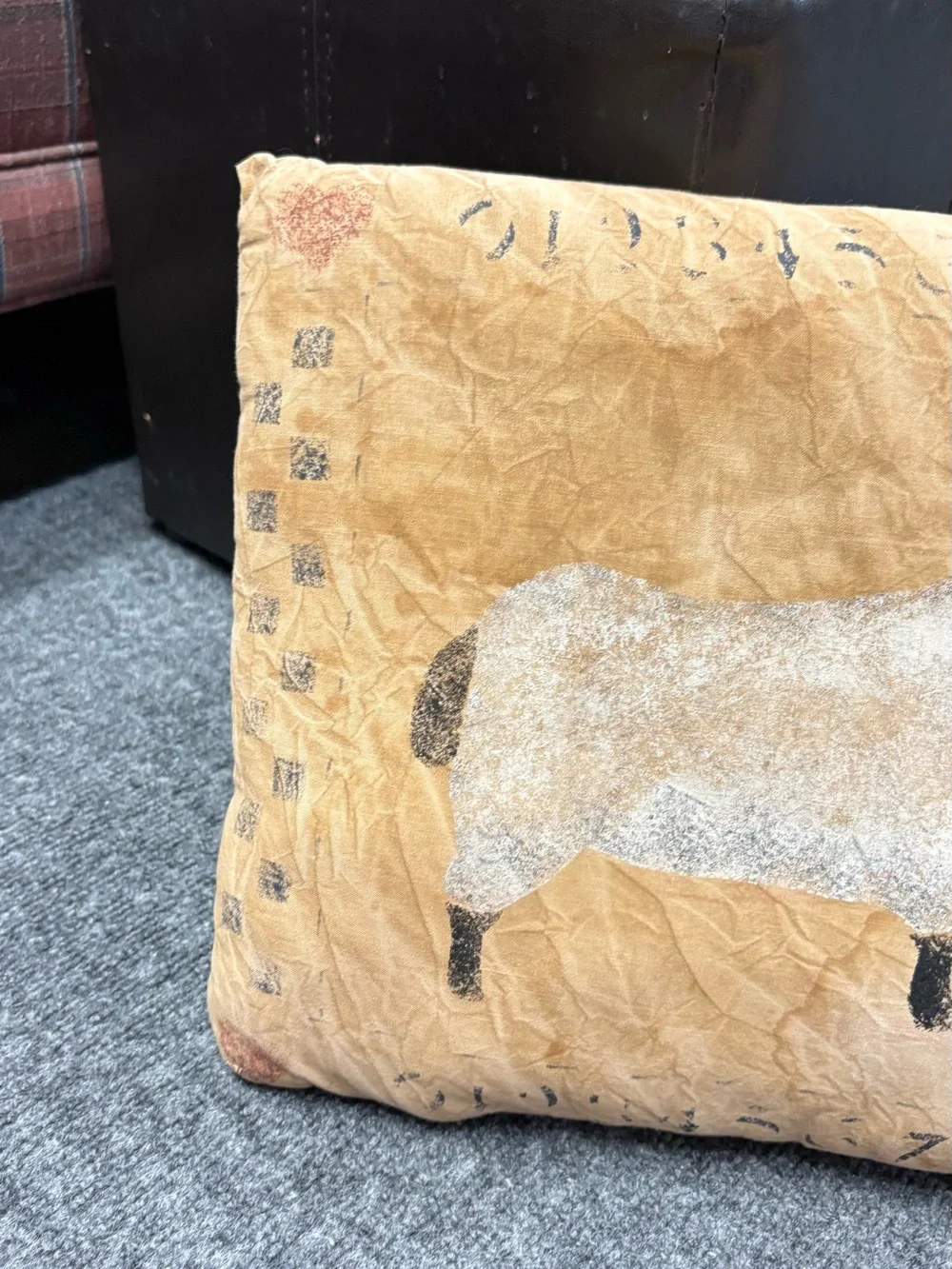 Tan Sheep Motif Accent Pillow with Rustic Charm